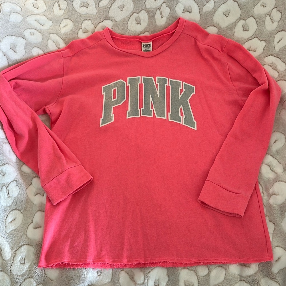 Raw hem edge Pink sweatshirt HOT pink size medium
